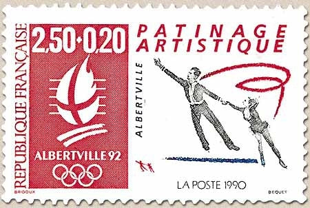 Albertville'92. JO d'hiver. Types de 1990 et 1991, valeur faciale différente. 2f.50 + 20c. (2633) Y2737