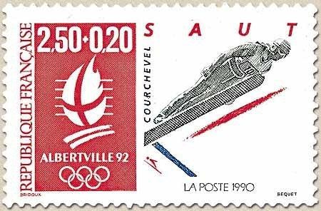 Albertville'92. Jeux olympiques d'hiver. Types de 1990 et 1991, valeur faciale différente. 2f.50 + 20c. (2674) Y2738