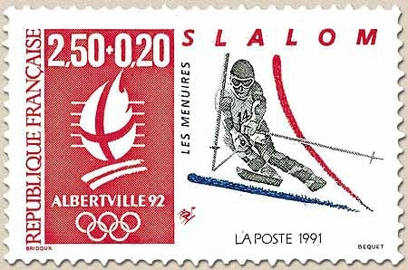 Albertville'92. Jeux olympiques d'hiver. Types de 1990 et 1991, valeur faciale différente. 2f.50 + 20c. (2676) Y2740