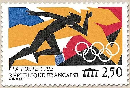 Jeux olympiques d'été 1992, à Barcelone (Espagne). Émission franco-grecque. Silhouette de coureur 2f.50 Y2745