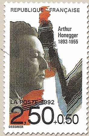 Personnages célèbres. Musiciens. Arthur Honegger (1892-1955)  2f.50 + 50c. Multicolore Y2750
