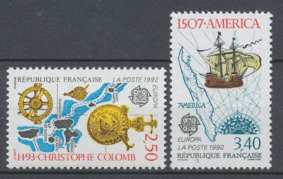 Série Europa. 500e anniversaire de la découverte de l'Amérique par Christophe Colomb. 2 valeurs Y2756S