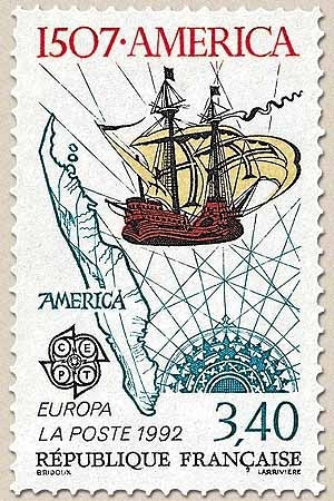 Europa. 500e anniversaire de la découverte de l'Amérique par Christophe Colomb. 1507. America. 3f.40 Y2756