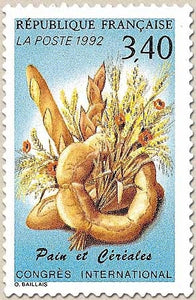 Congrès international des céréales et du pain. Pains, épis et coquelicots  3f.40 multicolore Y2757