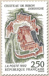 Série touristique. Château de Biron (Dordogne) 2f.50 vert, bleu foncé et brun Y2763
