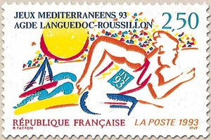 Jeux méditerranéens 93. Agde Languedoc Roussillon. Coureur en action 2f.50 multicolore Y2795