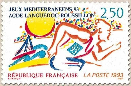 Jeux méditerranéens 93. Agde Languedoc Roussillon. Coureur en action 2f.50 multicolore Y2795