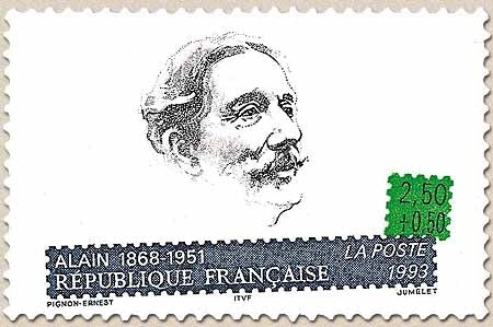 Personnages célèbres. Ecrivains français. Emile Chartier, dit Alain (1868-1951)  2f.50 + 50c. Y2800