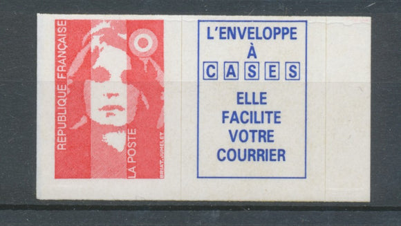 Type Marianne du Bicentenaire N°2807a ( T.V.P.) rouge + vignette Adhésif Y2807a