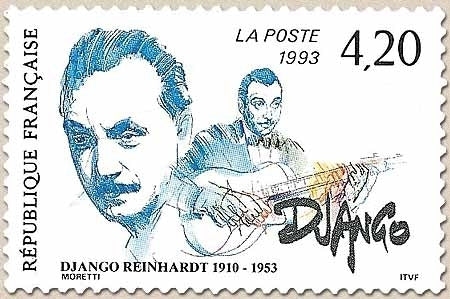 40e anniversaire de la mort du compositeur et guitariste Django Reinhardt (1910-1953). 4f.20 Y2810