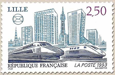 Congrès de la Fédération des Sociétés Philatéliques françaises, à Lille. T.G.V. et bâtiments  2f.50 Y2811