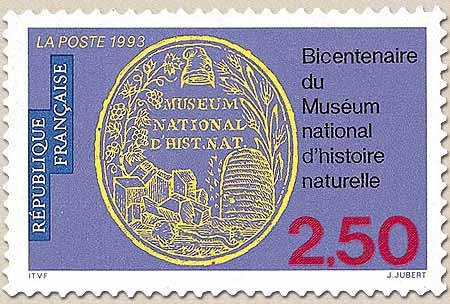 Bicentenaire du Muséum national d'Histoire naturelle. Sceau, rappel des 3 ordres minéral, végétal, animal 2f.50 Y2812