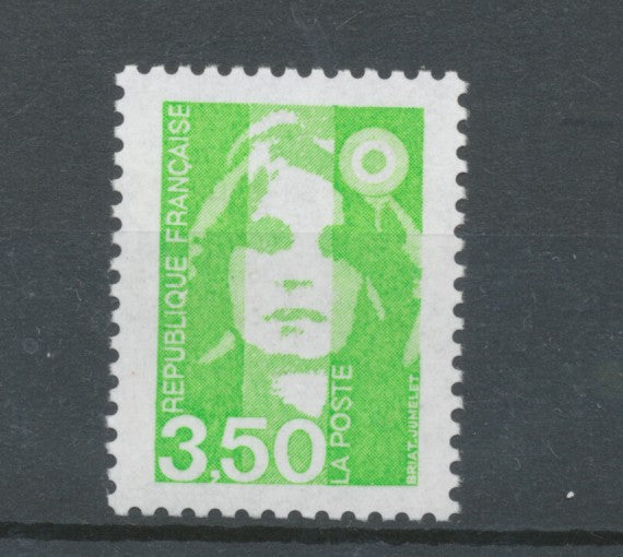 Type Marianne du Bicentenaire N°2821a 3f.50 vert-jaune 1 bande phosphore Y2821a