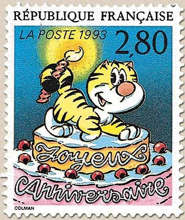 Le plaisir d'écrire. Joyeux anniversaire, de S. Colman. 2f.80 multicolore Y2838