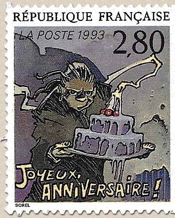 Le plaisir d'écrire. Joyeux anniversaire, de G. Sorel. 2f.80 multicolore Y2839