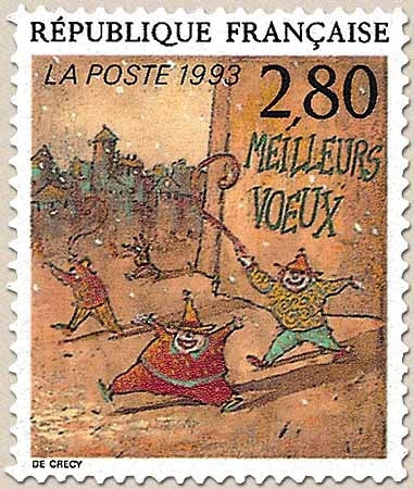Le plaisir d'écrire. Meilleurs vœux, de N. de Crécy. 2f.80 multicolore Y2844