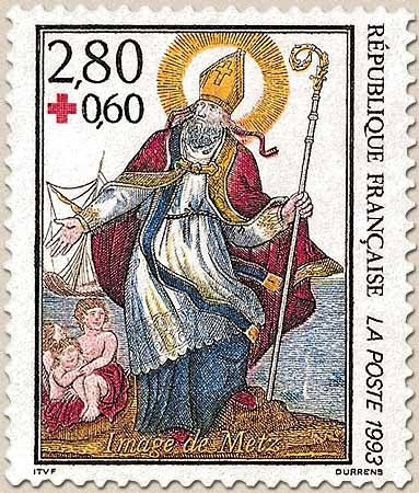Au profit de la Croix-Rouge. L'imagerie de Metz. Saint Nicolas 2f.80 + 60c. Multicolore Y2853