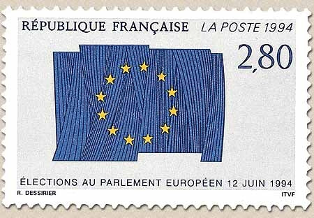 4e élections au Parlement Européen. Drapeau européen 2f.80 gris-bleu et jaune Y2860