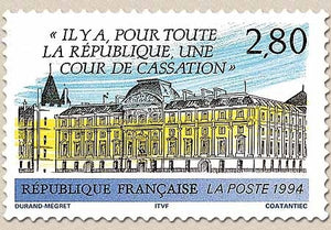 La Cour de Cassation. Vue du monument  2f.80 bleu, noir et jaune Y2886