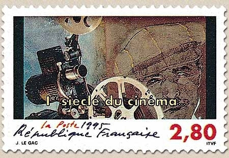 1er siècle du cinéma. Projecteur, tête avec casquette  2f.80 multicolore Y2920