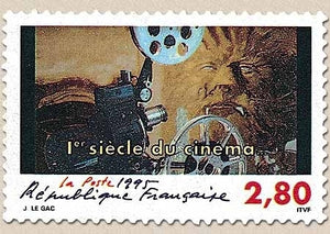 1er siècle du cinéma. Projecteur, tête grimée, style La Bête  2f.80 multicolore Y2921