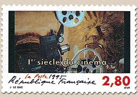 1er siècle du cinéma. Projecteur, tête grimée, style La Bête  2f.80 multicolore Y2921