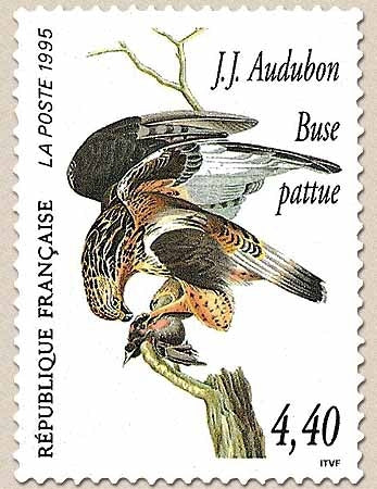 Série Arts décoratifs. Les oiseaux de J.-J. Audubon. Buse pattue  4f.40 multicolore Y2932