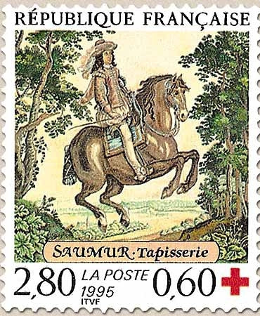 Au profit de la Croix-Rouge. Tapisserie de Saumur (XVIIe siècle) Louis XIII à cheval  2f.80 + 60c. Multicolore Y2946