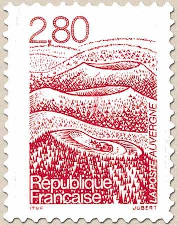 Série courante. Les régions françaises (Auvergne) 2f.80 rouge Y2951
