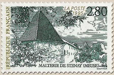 Série touristique. La malterie de Stenay (Meuse)  2f.80 vert foncé et olive clair Y2954
