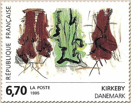 Série européenne d'art contemporain. Œuvre originale de Kirkeby  6f.70 marron, vert et noir Y2969