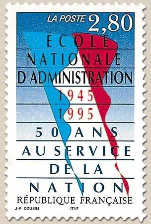 50e anniversaire de l'Ecole Nationale d'Administration. Couleurs nationales  2f.80 bleu, rouge et noir Y2971