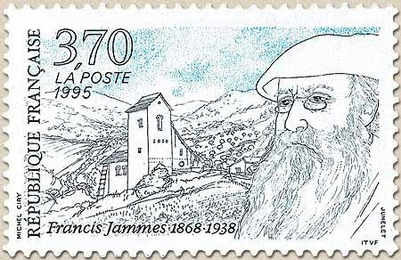 Hommage à Francis Jammes (1868-1938) Portrait de l'écrivain  3f.70 bleu et noir Y2983