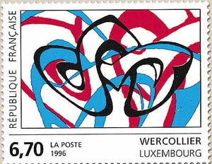 Série européenne d'art contemporain.  Œuvre originale de Wercollier (Luxembourg). 6f.70  noir, rouge et bleu. Y2986