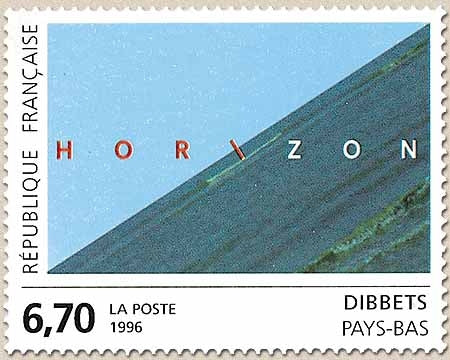 Série européenne d'art contemporain. Horizon, œuvre originale de Dibbets (Pays-Bas). 6f.70 bleu, rouge et noir. Y2987