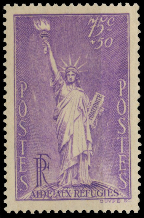 Au profit des réfugiés politiques. Statue de la Liberté, Frédéric-Auguste Bartholdi 75c. + 50c. Neuf luxe ** Y309