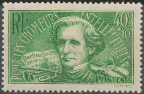 Au profit des Chômeurs intellectuels. Louis-Hector Berlioz (1802-1869). 40c. + 10c. Vert Neuf luxe ** Y331