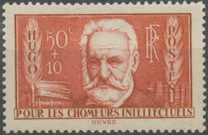 Au profit des Chômeurs intellectuels. Victor Hugo (1802-1885). 50c. + 10c. Rouge-brique Neuf luxe ** Y332