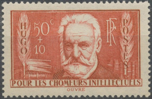 Au profit des Chômeurs intellectuels. Victor Hugo (1802-1885). 50c. + 10c. Rouge-brique Neuf luxe ** Y332