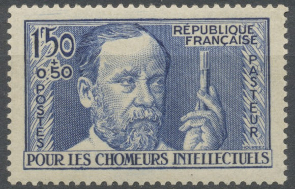 Au profit des Chômeurs intellectuels. Louis Pasteur (1822-1895). 1f.50 + 50c. Outremer Neuf luxe ** Y333