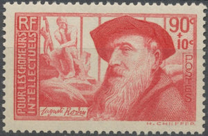 Au profit des Chômeurs intellectuels. Rodin (1840-1917), "le Penseur". 90c. + 10c. Rose carminé Neuf luxe ** Y344