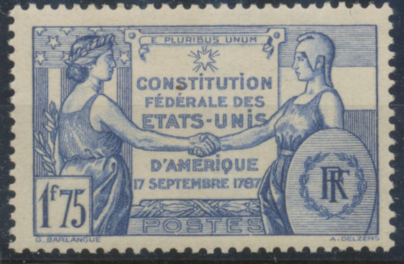 Sesquicentenaire de la Constitution des Etats-Unis. 1f.75 outremer Neuf luxe ** Y357