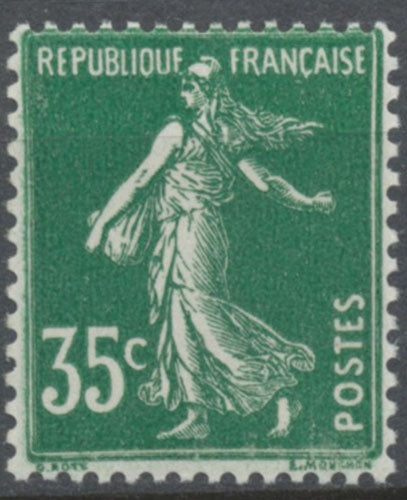 Type Semeuse fond plein, inscriptions grasses, type II. 35c. Vert Neuf luxe ** Y361