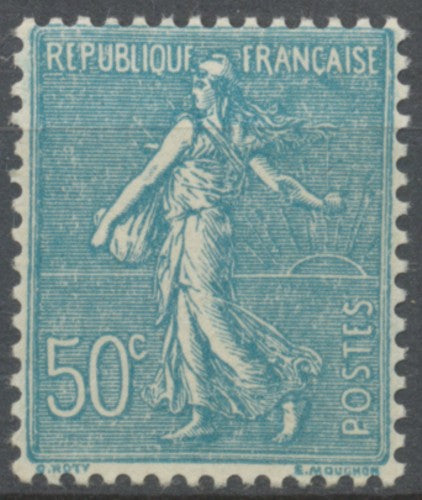 Type Semeuse lignée. 50c. Turquoise Neuf luxe ** Y362