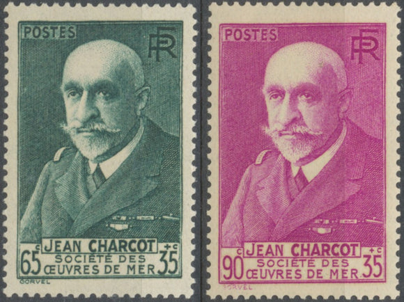 Au profit de la Société des oeuvres de mer. Effigie de Charcot (1867-1936). N°377 à 377A Neuf luxe ** Y377S