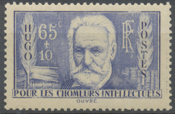 Au profit des Chômeurs intellectuels. Types de 1936-37. 65c. + 10c. Outremer (332) Neuf luxe ** Y383
