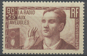Au profit de l'oeuvre "La radio aux aveugles". 90c. + 25c. Brun-lilas Neuf luxe ** Y418