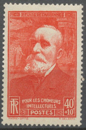 Au profit des Chômeurs intellectuels. Pierre Puvis de Chavannes (1824-1898). 40c. + 10c. Rouge Neuf luxe ** Y436