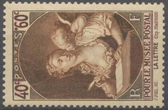 Au profit du Musée postal. L'inspiration favorable (Fragonard). 40c. + 60c. Neuf luxe ** Y446