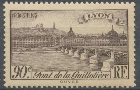 Sites et paysages. Pont de la Guillotière, à Lyon. 90c. Brun-violet Neuf luxe ** Y450